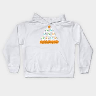 Christmas tree pyramid made of snowman and lettering Kids Hoodie